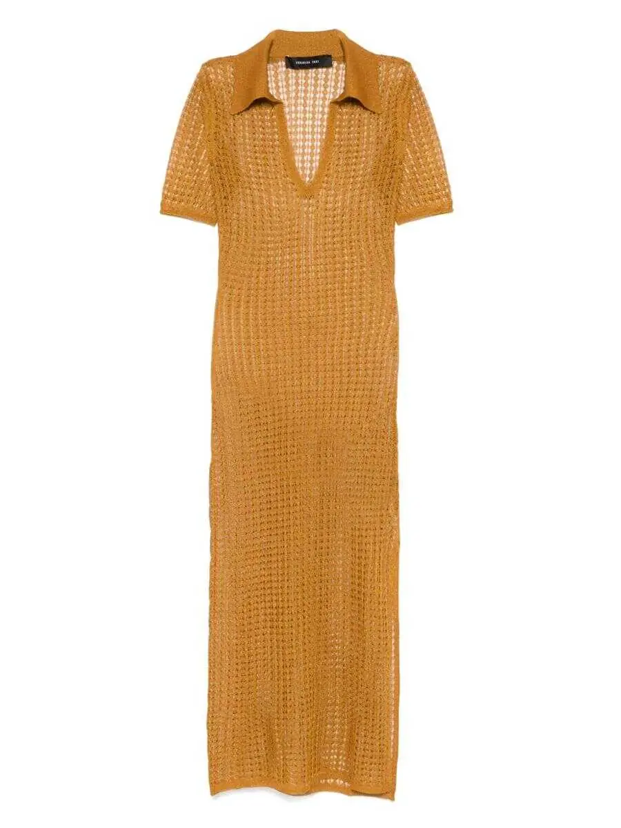 Rochii FEDERICA TOSI Federica Tosi Maxi Open Knit Dress Yellow Femei (BM 17940636) 1