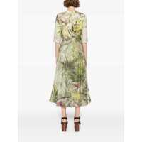 Imbracaminte Dama pagina 457 - Rochii ELIE SAAB Elie Saab Printed Linen And Silk Midi Dress Oasis Ii38 Linen GREEN Femei (BM 17941446) - B-mall.ro