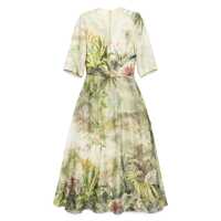 Rochii Elie Saab Printed Linen And Silk Midi Dress Oasis Ii38 Linen Femei