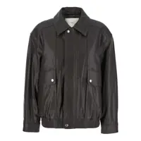 Geci Brown Oversized Jacket With Dropped Shoulders And Flap Pockets On The Front In Leather Woman Femei