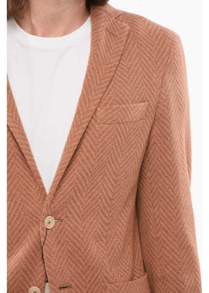 Sacouri CORNELIANI Cc Collection Half-Lined Reset Blazer With Herringbone Motif Orange Barbati (BM 17945149) 3