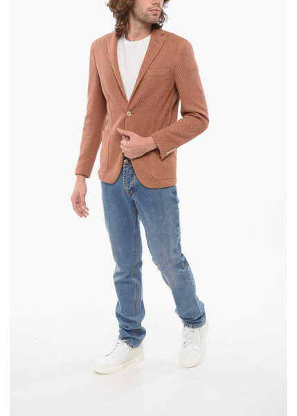 Sacouri CORNELIANI Cc Collection Half-Lined Reset Blazer With Herringbone Motif Orange Barbati (BM 17945149) 4