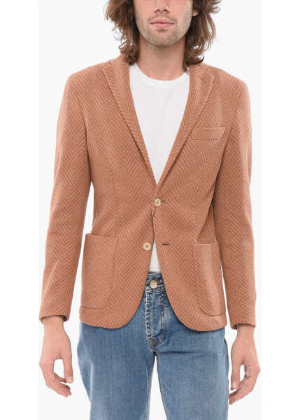 Sacouri CORNELIANI Cc Collection Half-Lined Reset Blazer With Herringbone Motif Orange Barbati (BM 17945149) 1