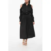 Rochii lungi Cold Shoulder Hazzard Shirt Dress With Fringes Femei
