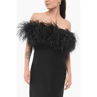 Imbracaminte Dama pagina 449 - Rochii lungi Valentino Garavani Wool Blend Dress With Feathers Black Femei (BM 17945176) - B-mall.ro