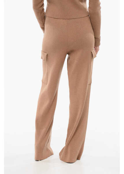 Pantaloni casual AMIRI Cashmere Blend Cargo Pants With Elastic Waistband Beige Femei (BM 17945191) 2