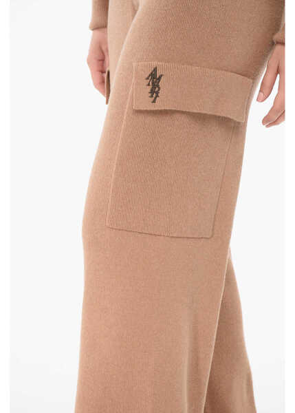 Pantaloni casual AMIRI Cashmere Blend Cargo Pants With Elastic Waistband Beige Femei (BM 17945191) 3