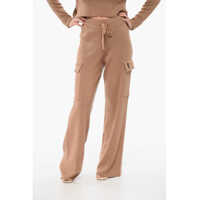 Pantaloni casual Cashmere Blend Cargo Pants With Elastic Waistband Femei