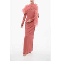 Rochii lungi Peony Slip Dress With Feathers Femei