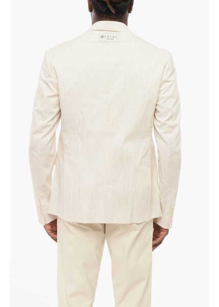 Sacouri AMIRI Double-Breasted Lurex Blazer With Peak Lapel White Barbati (BM 17945203) 2