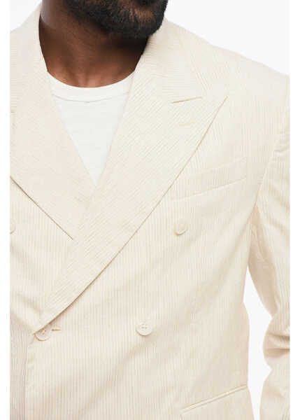 Sacouri AMIRI Double-Breasted Lurex Blazer With Peak Lapel White Barbati (BM 17945203) 3