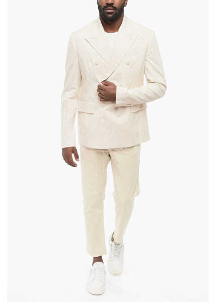 Sacouri AMIRI Double-Breasted Lurex Blazer With Peak Lapel White Barbati (BM 17945203) 4
