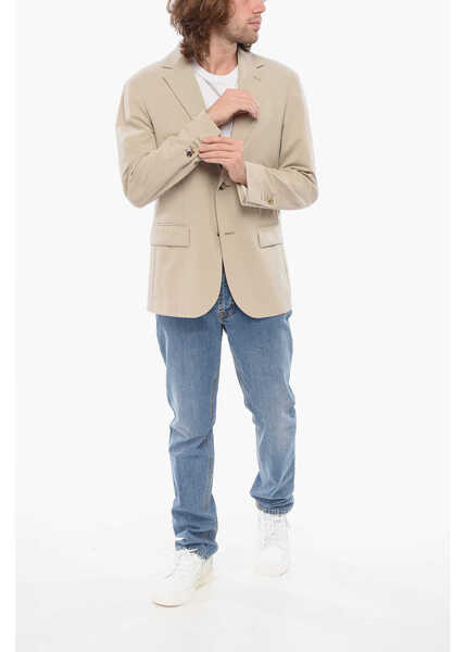 Sacouri CORNELIANI Circle Unlined Wool Blend Blazer Beige Barbati (BM 17945215) 4