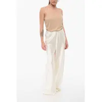 Pantaloni casual ZIMMERMANN Dama - Pantaloni casual ZIMMERMANN Satin Harmony Palazzo Pants White Femei (BM 17945230) - B-mall.ro