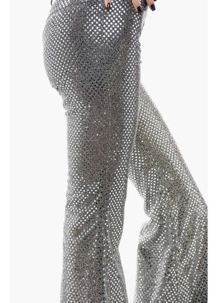 Pantaloni office ERL Sequined Boot Cut Pants Silver Femei (BM 17945236) 3