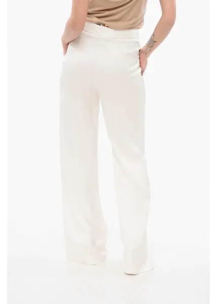 Pantaloni casual SA SU PHI Satin Wide Leg Pants White Femei (BM 17945239) 2