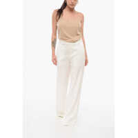 Pantaloni casual SA SU PHI Dama - Pantaloni casual SA SU PHI Satin Wide Leg Pants White Femei (BM 17945239) - B-mall.ro