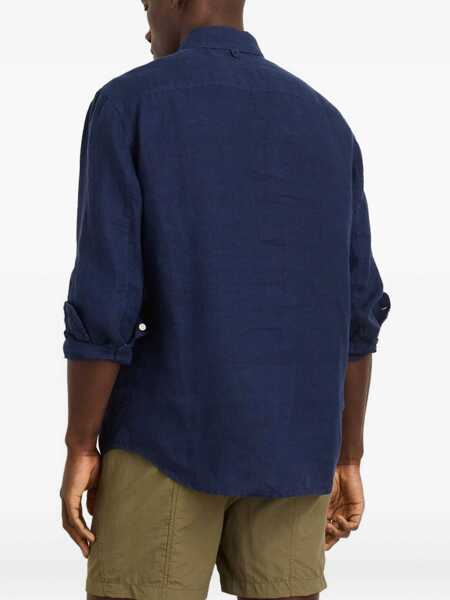 Camasi casual Alex Mill Linen Mill Shirt Blue Barbati (BM 17945256) 4