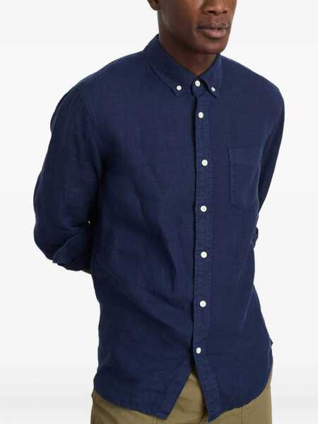 Camasi casual Alex Mill Linen Mill Shirt Blue Barbati (BM 17945256) 5