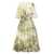 ELIE SAAB Printed Linen and Silk Midi Dress OASIS II38 Linen Green