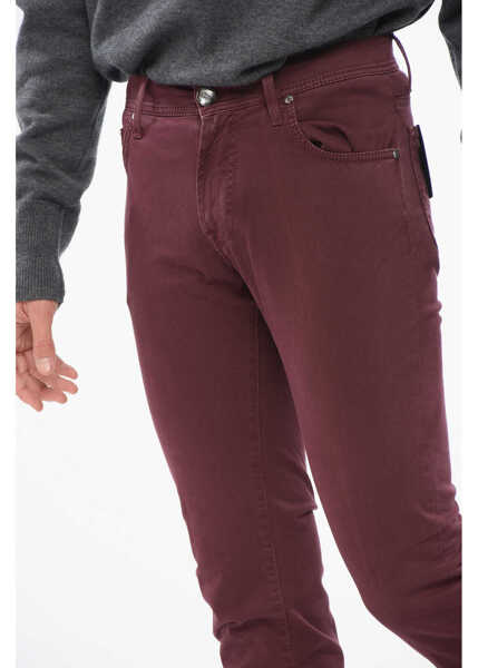 Pantaloni casual CORNELIANI Id Cotton Slim Fit 5 Pockets Pants Burgundy Barbati (BM 17945764) 2
