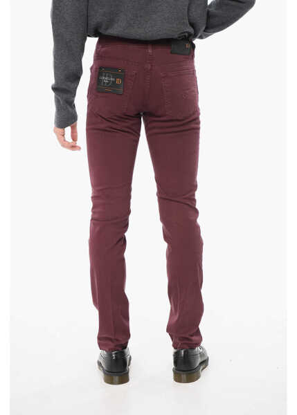 Pantaloni casual CORNELIANI Id Cotton Slim Fit 5 Pockets Pants Burgundy Barbati (BM 17945764) 3