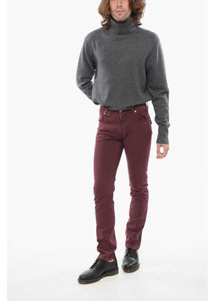 Pantaloni casual CORNELIANI Id Cotton Slim Fit 5 Pockets Pants Burgundy Barbati (BM 17945764) 4