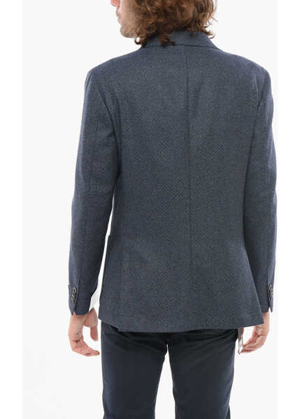 Sacouri CORNELIANI Full-Time Wool Blend Single Breasted Blazer Blue Barbati (BM 17945773) 2