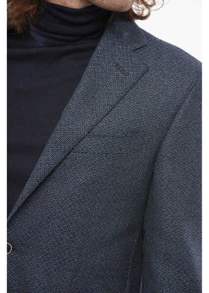 Sacouri CORNELIANI Full-Time Wool Blend Single Breasted Blazer Blue Barbati (BM 17945773) 3