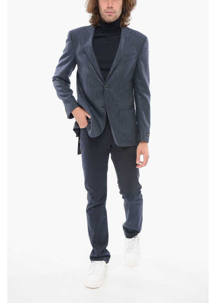 Sacouri CORNELIANI Full-Time Wool Blend Single Breasted Blazer Blue Barbati (BM 17945773) 4