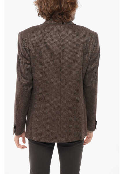 Sacouri CORNELIANI Cc Collection Geometric Motif Blazer With Flap Pockets Brown Barbati (BM 17945782) 2