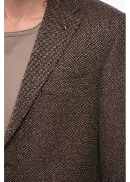 Sacouri CORNELIANI Cc Collection Geometric Motif Blazer With Flap Pockets Brown Barbati (BM 17945782) 3