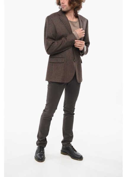 Sacouri CORNELIANI Cc Collection Geometric Motif Blazer With Flap Pockets Brown Barbati (BM 17945782) 4