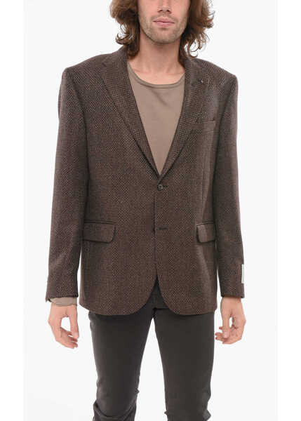 Sacouri CORNELIANI Cc Collection Geometric Motif Blazer With Flap Pockets Brown Barbati (BM 17945782) 1
