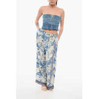 Imbracaminte PIERRE-LOUIS MASCIA Dama - Pantaloni casual PIERRE-LOUIS MASCIA Silk Floral Pants Blue Femei (BM 17945803) - B-mall.ro