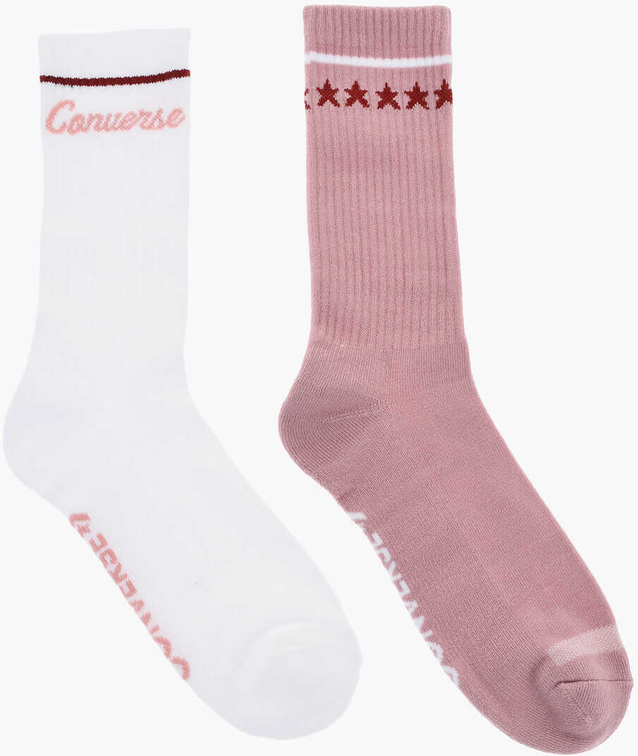 Sosete Converse Set 2 Pairs Of Bicolor Long Socks With Contrasting Details White Femei (BM 17945809) 1