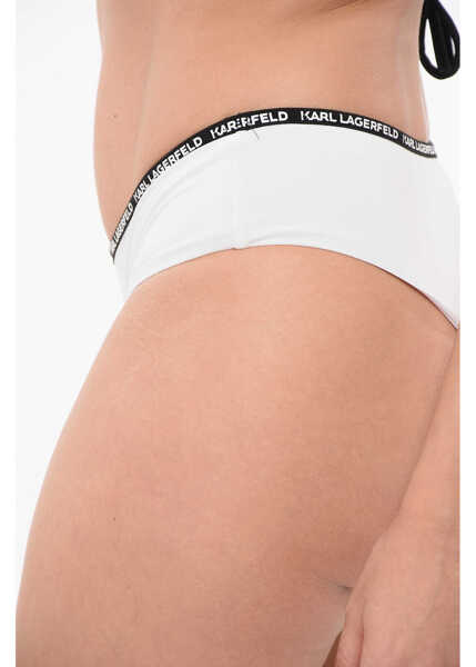 Bikini Karl Lagerfeld Solid Color Bikini Bottom With Logoed Contrasting Band White Femei (BM 17945812) 3