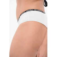 Costume de baie Karl Lagerfeld Dama - Bikini Karl Lagerfeld Solid Color Bikini Bottom With Logoed Contrasting Band White Femei (BM 17945812) - B-mall.ro