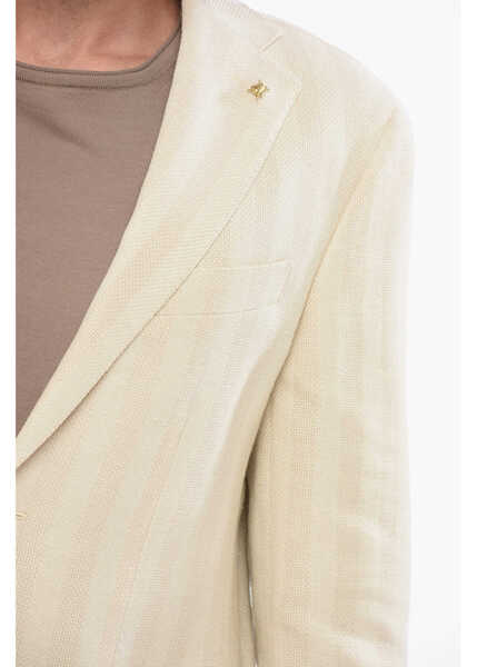 Sacouri CORNELIANI Cc Collection Striped Motif Refined Blazer Beige Barbati (BM 17945824) 3