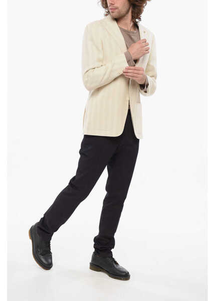 Sacouri CORNELIANI Cc Collection Striped Motif Refined Blazer Beige Barbati (BM 17945824) 4