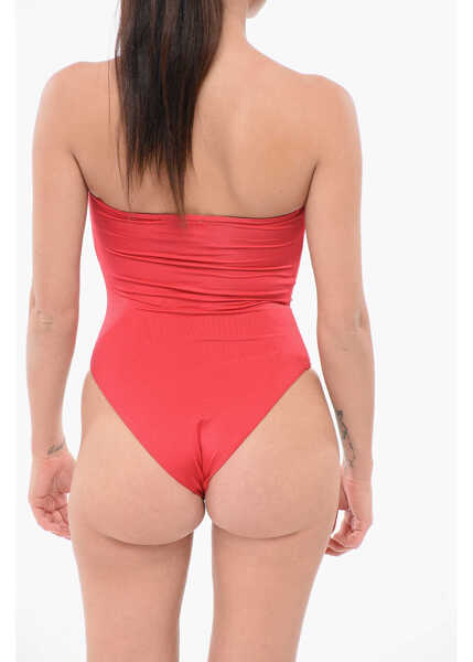 Costume de baie intregi forteforte Solid Color Bandeau One-Piece Swimsuit Red Femei (BM 17945830) 2