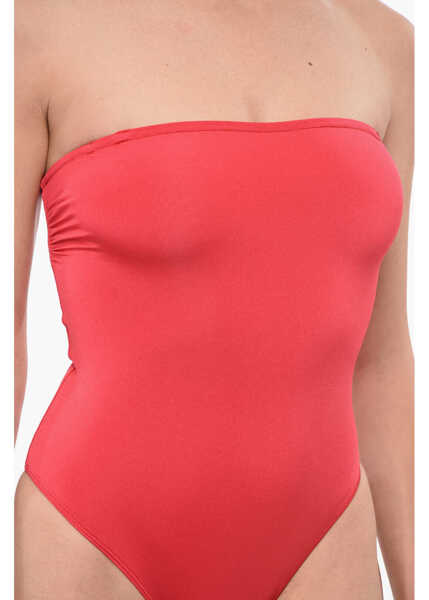 Costume de baie intregi forteforte Solid Color Bandeau One-Piece Swimsuit Red Femei (BM 17945830) 3