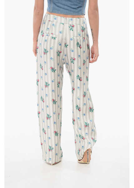 Pantaloni casual PIERRE-LOUIS MASCIA Silk Floral Pants Multicolor Femei (BM 17945833) 2