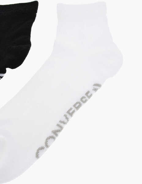 Sosete Converse Set Of 2 Solid Color Socks With Contrasting Logo Black & White Femei (BM 17945962) 2