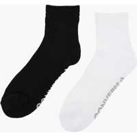 Sosete Set Of 2 Solid Color Socks With Contrasting Logo Femei