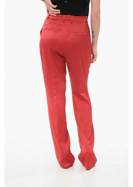 Pantaloni casual HEBE STUDIO Satin Lover Pants Red Femei (BM 17945974) 2