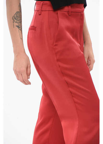 Pantaloni casual HEBE STUDIO Satin Lover Pants Red Femei (BM 17945974) 3