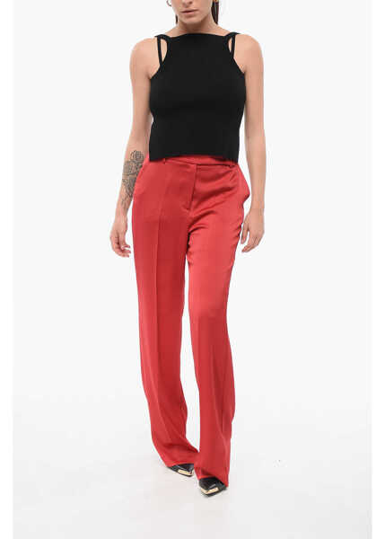 Pantaloni casual HEBE STUDIO Satin Lover Pants Red Femei (BM 17945974) 4