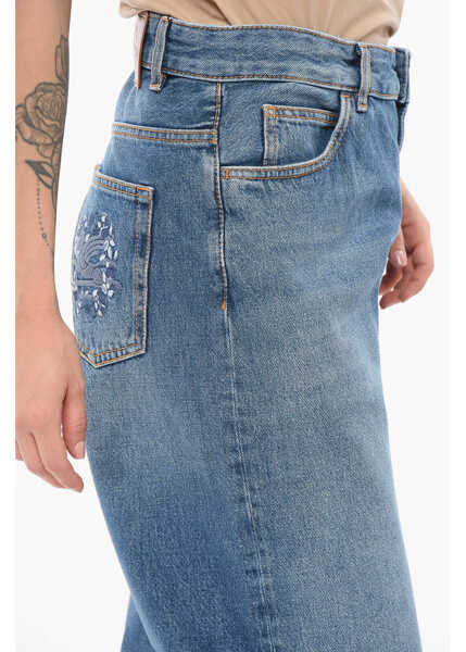 Blugi drepti ETRO Dark Washed Regular Fit Denims With Embroidered Pocket 24Cm Blue Femei (BM 17945980) 3
