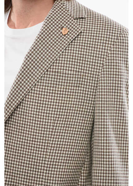 Sacouri CORNELIANI Circle Unlined Checkered Wool Blend Blazer Brown Barbati (BM 17945989) 3